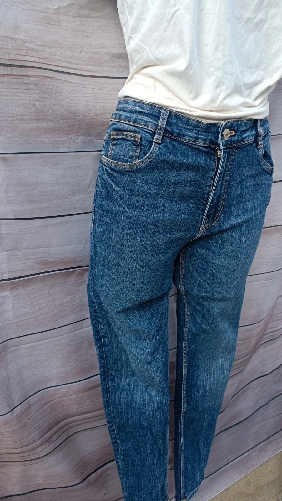 Calças jeans Zara Tamanho 40 (EUR) Slim/Reto Lavagem Média 💜 – photo 4